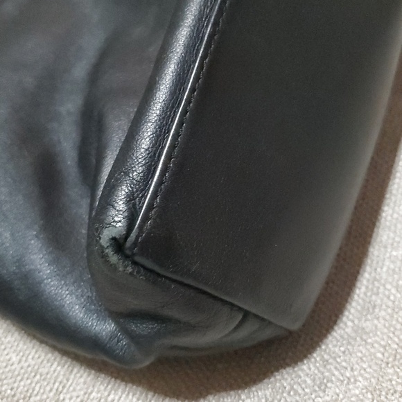 VTGBanana Republic Black calf skin with silver square handles purse clutch bag - Picture 8 of 11